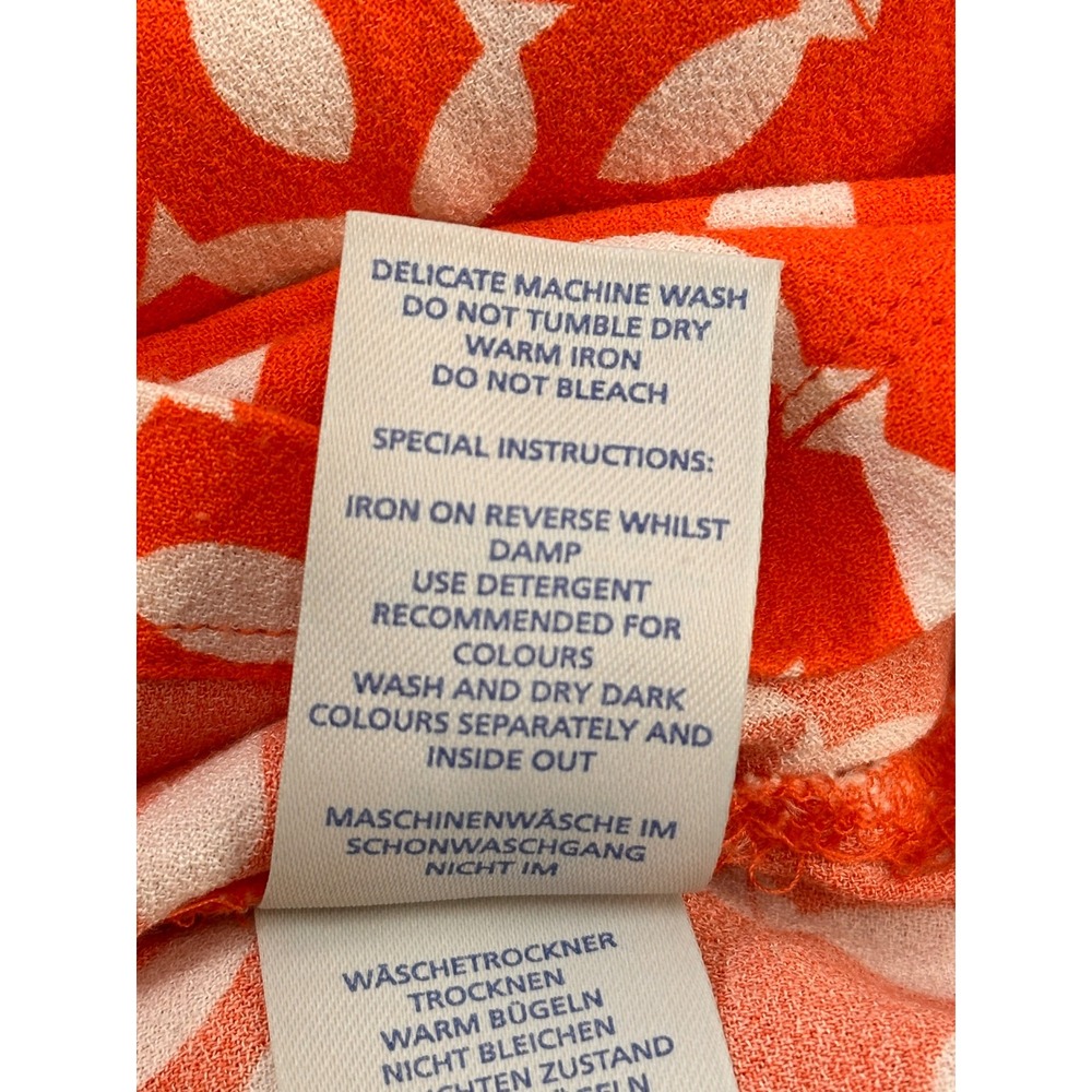 Boden Orange White Geometric Print Long Sleeve Blouson Dress US 4 WH902 - Picture 8 of 16